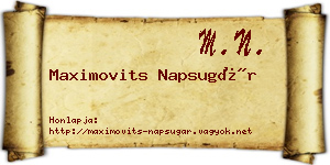 Maximovits Napsugár névjegykártya